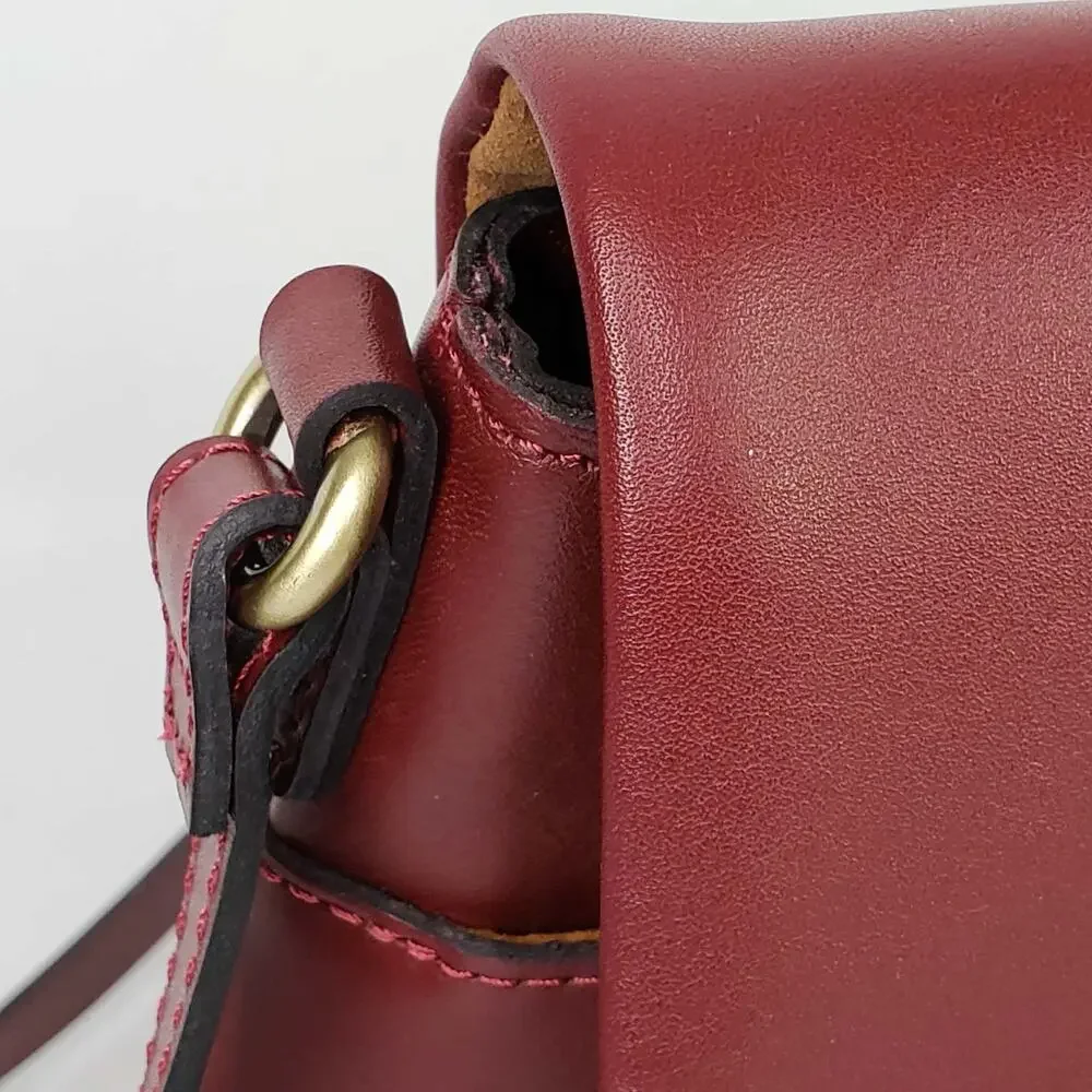 Patricia Nash Mili Purse Bag Leather Medium Flap Crossbody Red Boho Gold